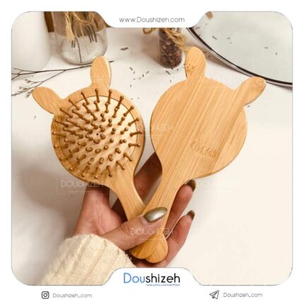 برس مو چوبی بامبو مدل خرگوشی گرد