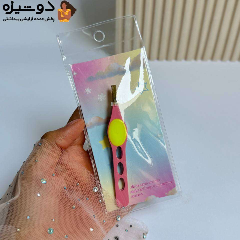 موچین دکمه دار مدل دسته صورتی