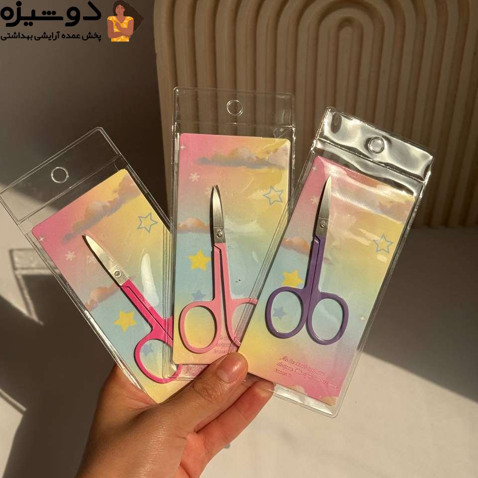 قیچی ابرو استیل مدل دسته رنگی