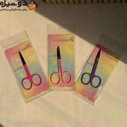 قیچی ابرو استیل مدل دسته رنگی