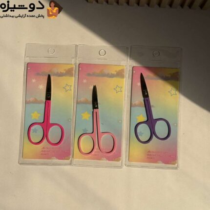 قیچی ابرو استیل مدل دسته رنگی