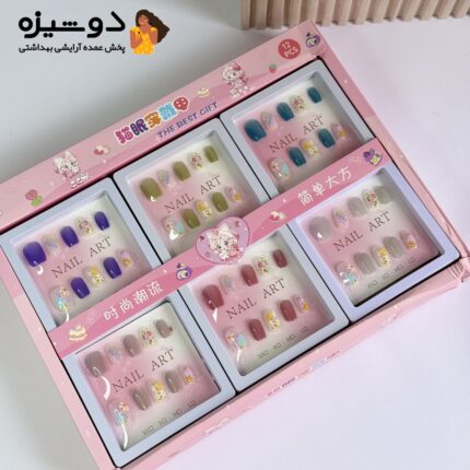 ناخن مصنوعی پینترستی طرح گل ( رنگ سبز )