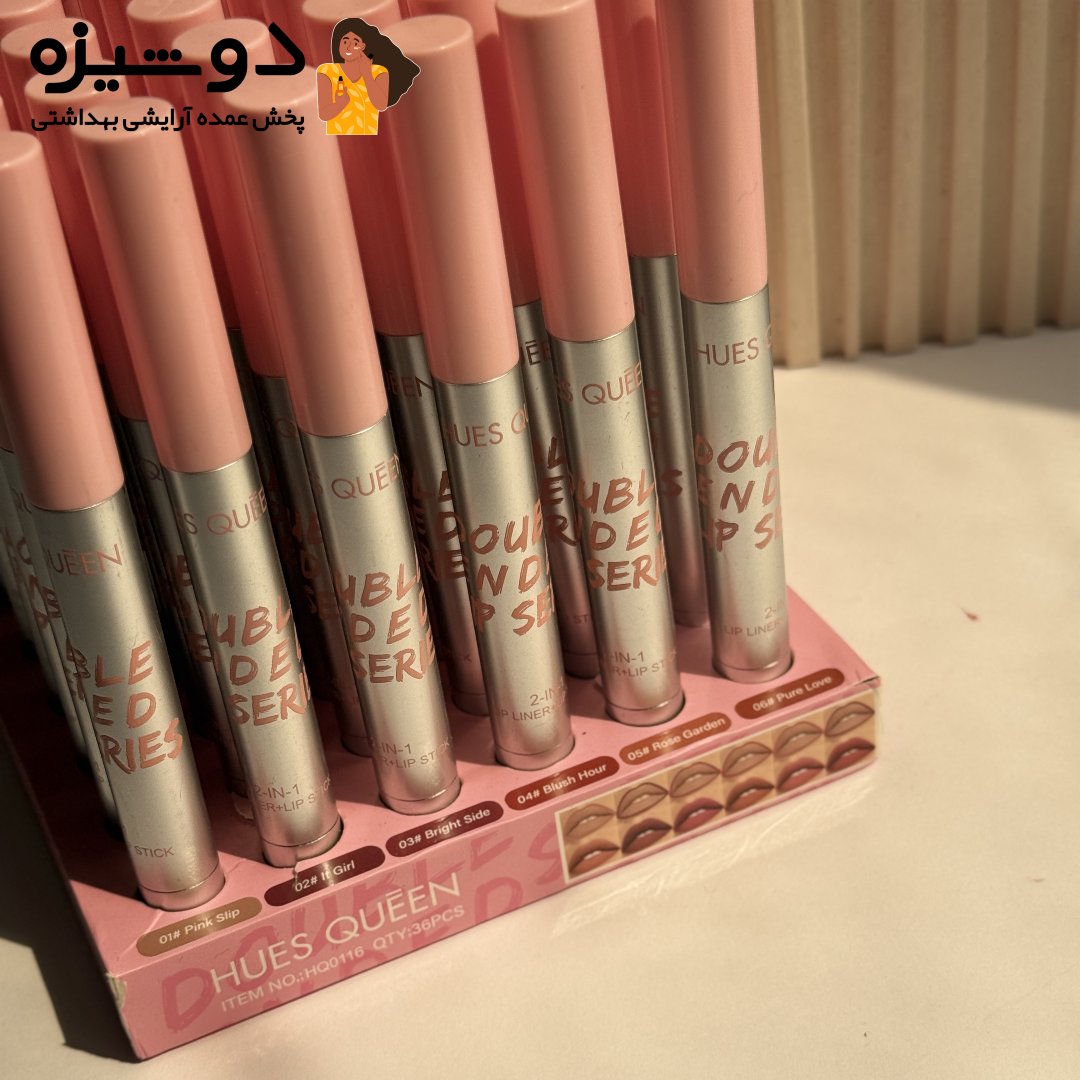 خط لب و رژ لب 0116 دوطرفه HUES QUEEN