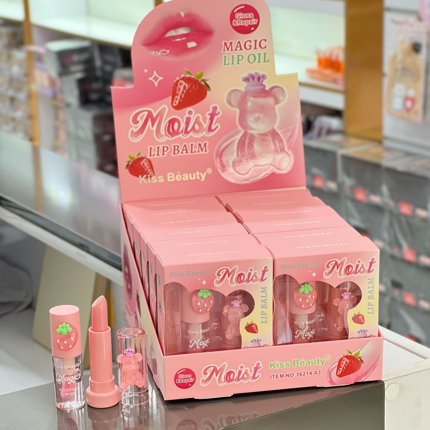 پک بالم و برق لب 36214 توت فرنگی Kiss Beauty